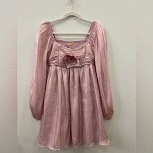 Elegant Pink Long Sleeve Dress